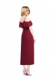 Cold Shoulder V-Neck Soft Chiffon Salmon Cocktail Length High Low Bridesmaid Dress Bath