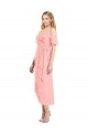 Cold Shoulder V-Neck Soft Chiffon Salmon Cocktail Length High Low Bridesmaid Dress Bath