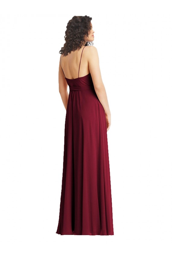 Sleeveless V-Neck Soft Chiffon Smoke Green Long Formal Evening Gown / Bridesmaid Dress Bath