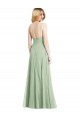 Sleeveless Square Neck Soft Chiffon Sage Long Formal Evening Gown / Bridesmaid Dress Bath