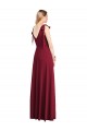 Sleeveless V-Neck Soft Chiffon Coral Trumpet Long Bridesmaid Dress Bath