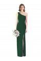 Sleeveless One Shoulder Soft Chiffon Dark Green Long Bridesmaid Dress Bath