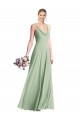 Sleeveless Cowl Neck Chiffon Sage Long Bridesmaid Dress / Evening Dress Bath