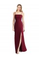 Sleeveless Spaghetti Straps Soft Chiffon Burgundy Long Bridesmaid Dress Bath