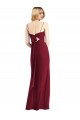 Sleeveless Spaghetti Straps Soft Chiffon Burgundy Long Bridesmaid Dress Bath