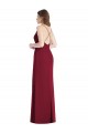 Sleeveless V-Neck Soft Chiffon Hunter Long Bridesmaid Dress Bath