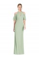 Cold Shoulder Halter Neck Soft Chiffon Sage Long Semi Formal Evening Dress / Bridesmaid Dress Bath