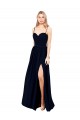 Sleeveless Sweetheart Soft Chiffon Dark Navy Long Formal Evening Gown / Bridesmaid Dress Bath