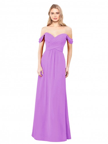 Sleeveless Sweetheart Soft Chiffon Violet Long Bridesmaid Dress Bath