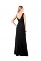 Sleeveless V-Neck Soft Chiffon Black Long Prom Dress / Bridesmaid Dress Bath