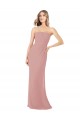 Sleeveless Strapless Soft Chiffon Dusty Pink Long Bridesmaid Dress Bath