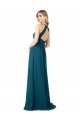 Sleeveless High Neck Soft Chiffon Windsor Blue Long Bridesmaid Dress Bath