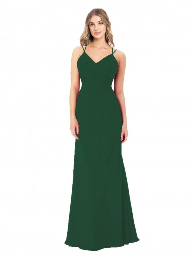 Sleeveless Sweetheart Soft Chiffon Dark Green Long Bridesmaid Dress Bath