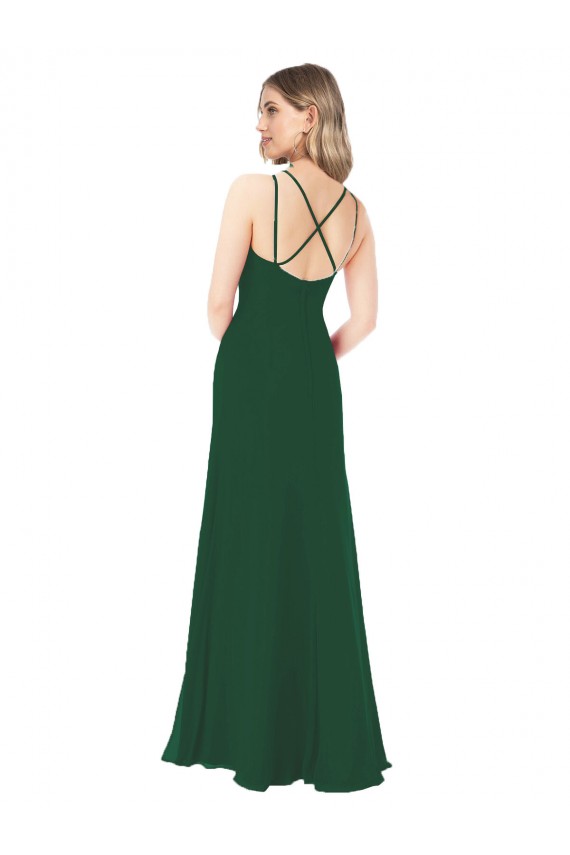 Sleeveless Sweetheart Soft Chiffon Dark Green Long Bridesmaid Dress Bath
