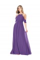 Cold Shoulder High Neck Soft Chiffon Plum Purple Long Bridesmaid Dress Bath