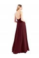 Sleeveless V-Neck Chiffon Burgundy Gold Long Floor Length Bridesmaid Dress Bath