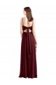 Sleeveless Scoop Neck Chiffon Burgundy Gold Long Bridesmaid Dress / Evening Dress Bath