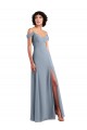 Sleeveless V-Neck Chiffon Dusty Blue Long Formal Dress / Bridesmaid Dress Bath