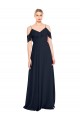 Sleeveless V-Neck Lxue Chiffon Dark Navy Long Bridesmaid Dress Bath