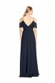 Sleeveless V-Neck Lxue Chiffon Dark Navy Long Bridesmaid Dress Bath