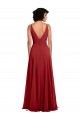 Sleeveless V-Neck Lxue Chiffon Red Long Bridesmaid Dress Bath