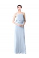 Sleeveless Halter Neck Soft Chiffon Light Sky Blue Long Bridesmaid Dresses Bath
