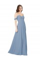 Sleeveless Sweetheart Chiffon Dusty Blue Long Wedding Party Dress Bath