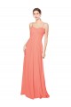 Sleeveless Sweetheart Soft Chiffon Coral Long Bridesmaid Dress Bath