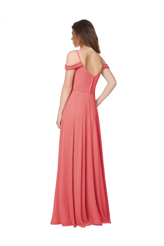 Sleeveless Off the Shoulder Soft Chiffon Desert Rose Long Bridesmaid Dress Bath