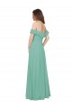 Flounce Sleeves Off the Shoulder Soft Chiffon Jade Long Bridesmaid Dress Bath