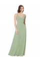 Sleeveless Sweetheart Soft Chiffon Smoke Green Long Formal Dress / Bridesmaid Dress Bath