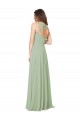 Sleeveless Sweetheart Soft Chiffon Smoke Green Long Formal Dress / Bridesmaid Dress Bath