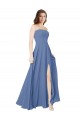 Sleeveless Strapless Soft Chiffon Windsor Blue Long Formal Dress / Bridesmaid Dress Bath