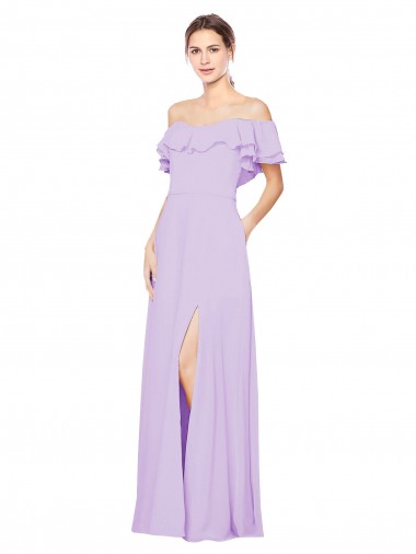 Sleeveless Strapless Soft Chiffon Lilac A-Line Long Bridesmaid Dress Bath