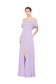 Sleeveless Strapless Soft Chiffon Lilac A-Line Long Bridesmaid Dress Bath