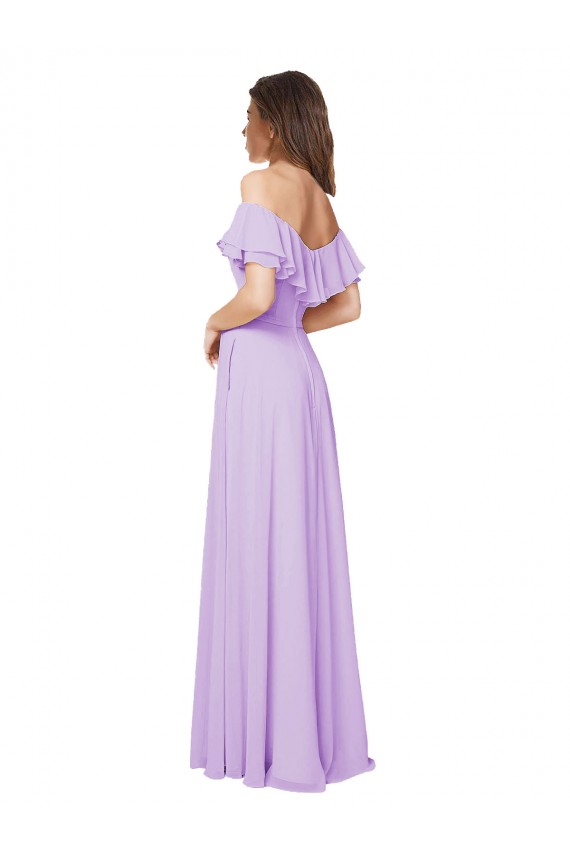 Sleeveless Strapless Soft Chiffon Lilac A-Line Long Bridesmaid Dress Bath