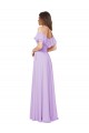 Sleeveless Strapless Soft Chiffon Lilac A-Line Long Bridesmaid Dress Bath