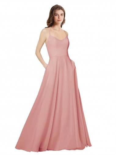 Sleeveless Strapless Soft Chiffon Bliss Pink Long Bridesmaid Dress Bath