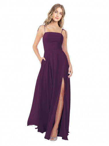 Sleeveless Strapless Soft Chiffon Grape Long Bridesmaid Dress Bath