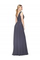 Sleeveless High Neck Soft Chiffon Dusty Blue Long Formal Evening Gown / Prom Dress / Bridesmaid Dress Bath