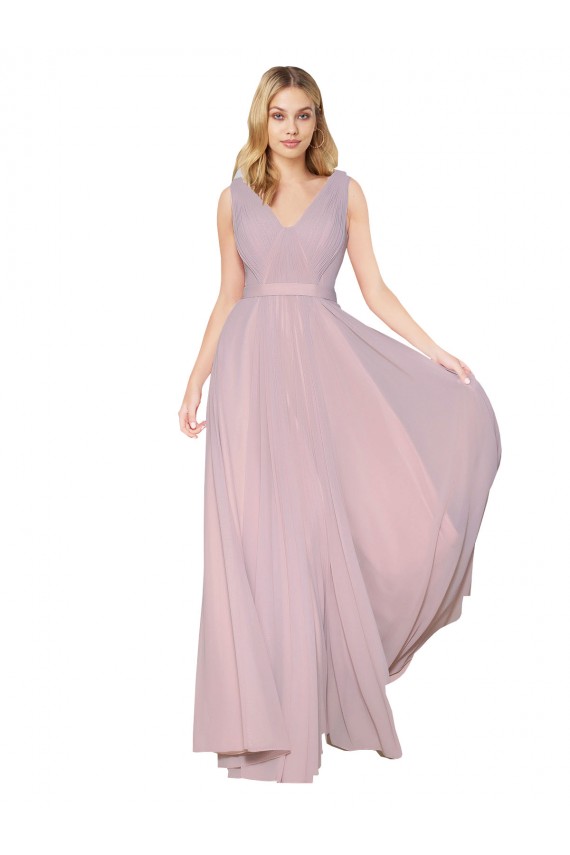 Sleeveless High Neck Soft Chiffon Primrose Long Formal Evening Gown / Prom Dress / Bridesmaid Dress Bath