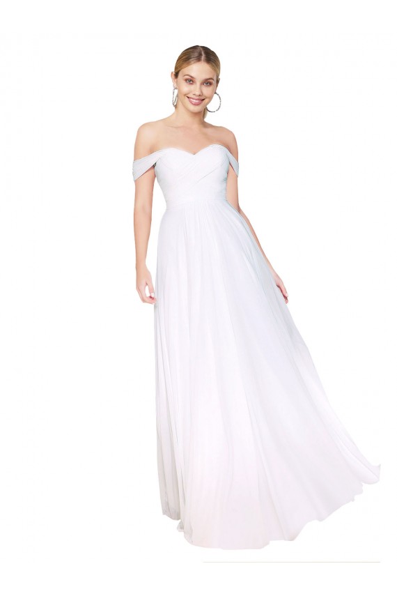 Sleeveless High Neck Soft Chiffon White Long Formal Evening Gown / Prom Dress / Bridesmaid Dress Bath