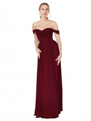 Sleeveless High Neck Soft Chiffon Burgundy Mermaid Long Formal Dress / Bridesmaid Dress Bath