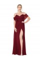 Cold Shoulder High Neck Soft Chiffon Burgundy Long Formal Evening Gown / Prom Dress / Bridesmaid Dress Bath