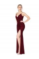 Sleeveless High Neck Soft Chiffon Burgundy Mermaid Long Formal Evening Gown / Prom Dress / Bridesmaid Dress Bath