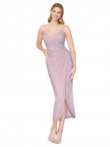 Sleeveless High Neck Soft Chiffon Primrose Knee Length High Low Evening Gown / Prom Dress / Bridesmaid Dress Bath