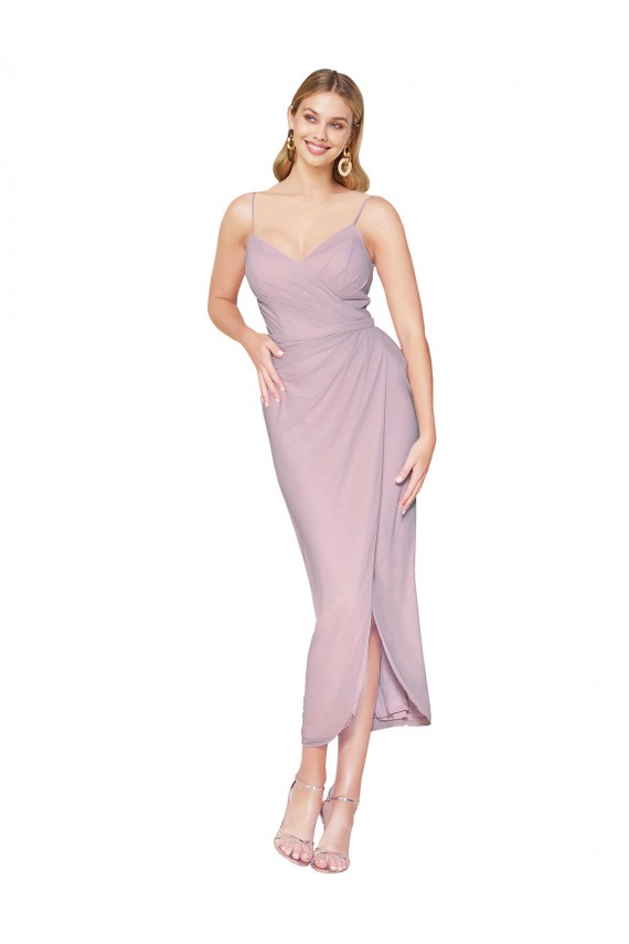 Sleeveless High Neck Soft Chiffon Primrose Knee Length High Low Evening Gown / Prom Dress / Bridesmaid Dress Bath