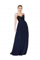 Sleeveless High Neck Soft Chiffon & Sequin Dark Navy Long Semi Formal Evening Dress / Prom Dress / Bridesmaid Dress Bath
