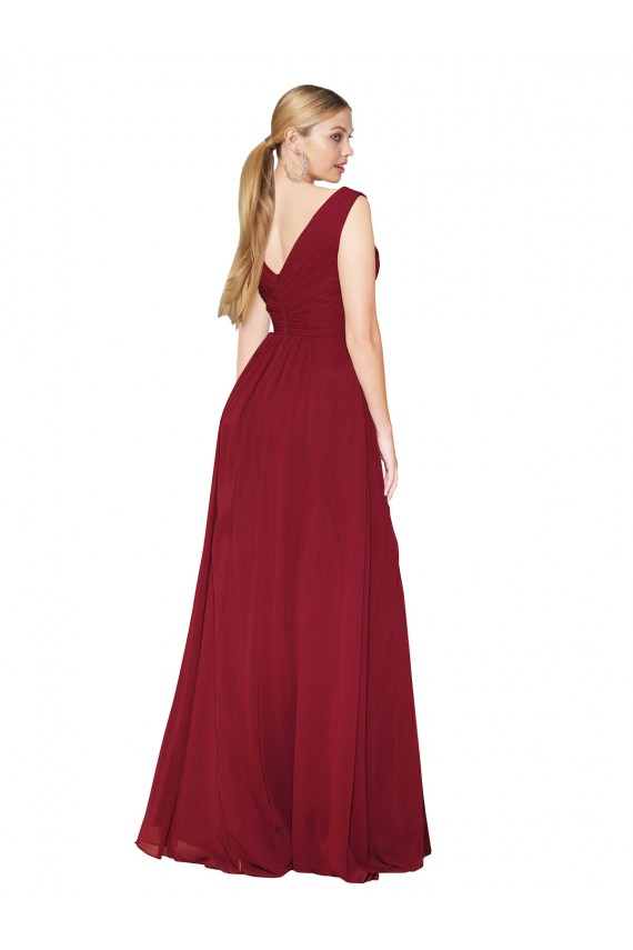 Sleeveless High Neck Soft Chiffon Burgundy Long Black Tie Evening Gown / Prom Dress / Bridesmaid Dress Bath