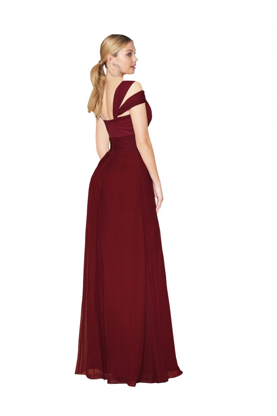 Sleeveless High Neck Soft Chiffon Burgundy Long Formal Evening Gown / Prom Dress / Bridesmaid Dress Bath